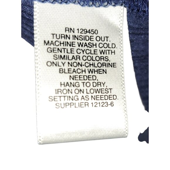 Liz Claiborne Womens Blue Beaded Studded XL Tie Neck Blouse Boho Peasant - Picture 4 of 6